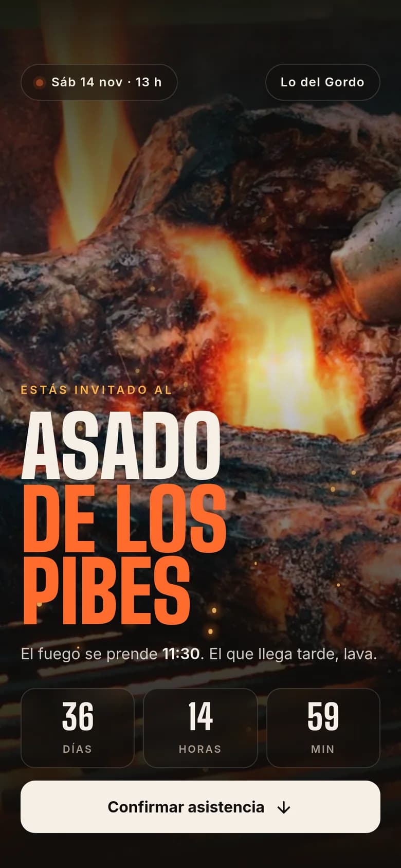 Ejemplo de página para un asado