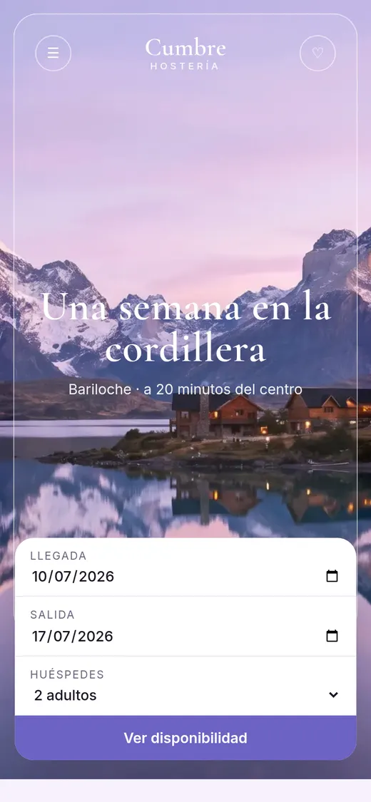 Estilo Atardecer violeta: Hostería Cumbre · Bariloche