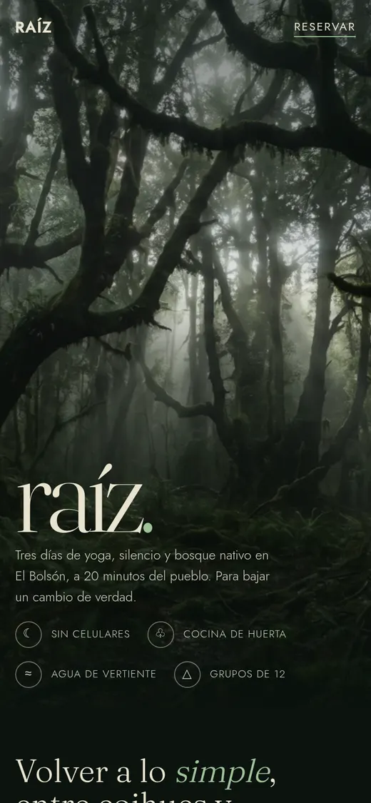 Estilo Bosque: Raíz · retiro de yoga