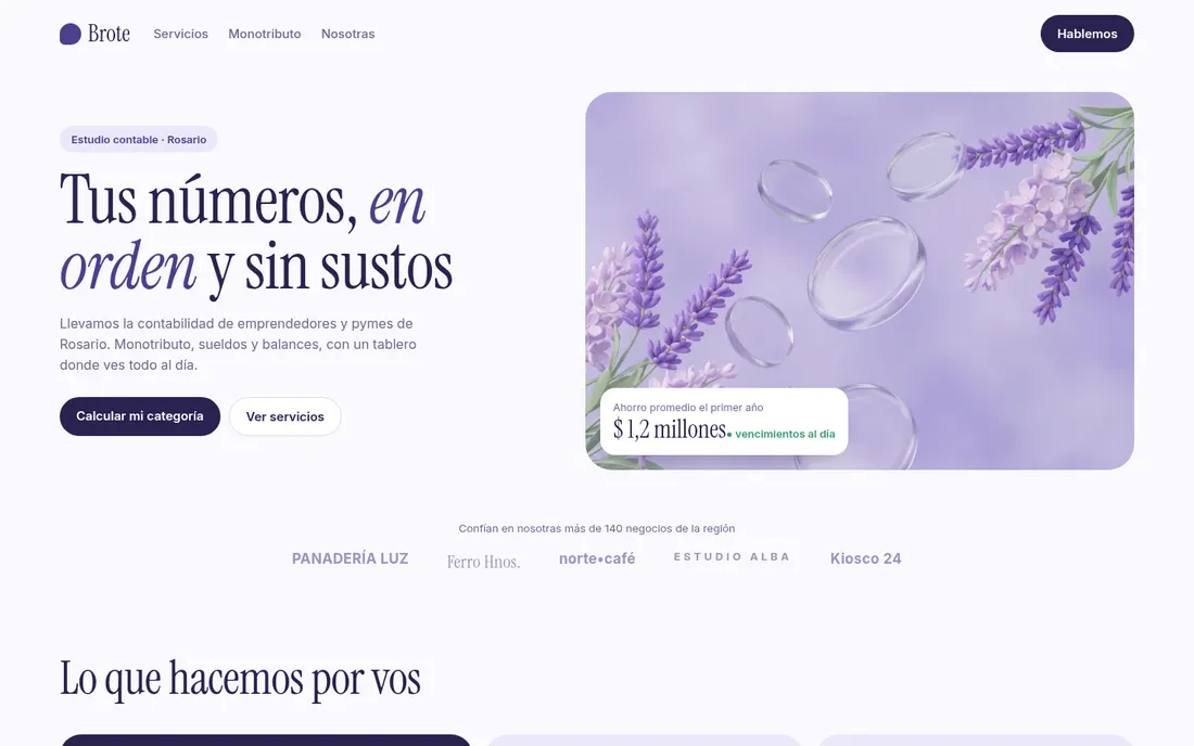 Estilo Lavanda suave: Brote · estudio contable